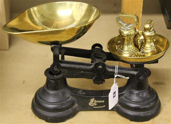 Set Victorian style scales and weights